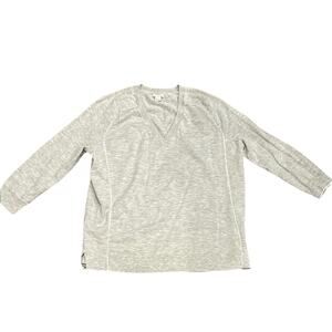 J. Crew Heather Gray Merino Wool Blend V-Neck Light Sweater Neutral Size Small